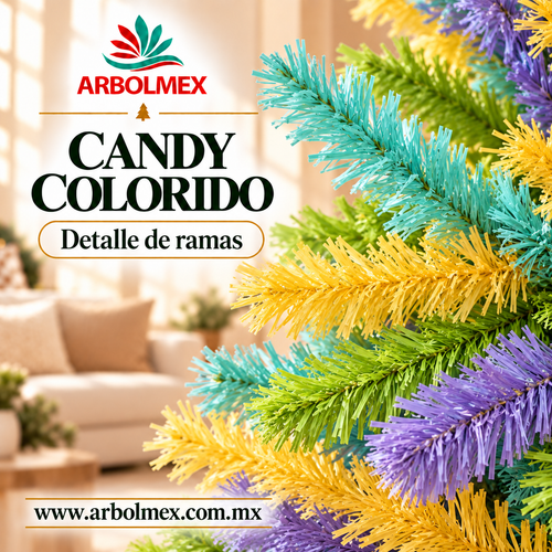 Árbol Candy Colorido de 160 cm con Hojas Vibrantes para Decoración Festiva y Alegre