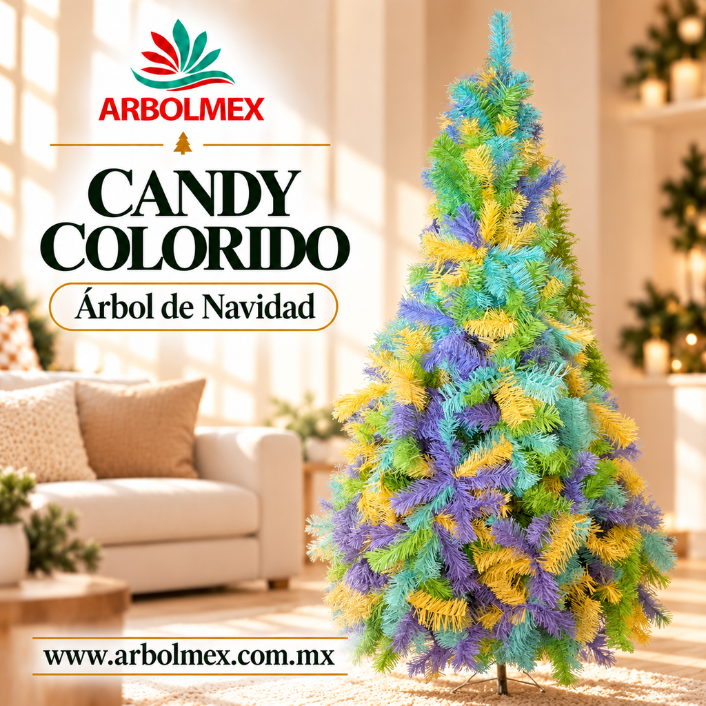 Árbol Candy Colorido de 160 cm con Hojas Vibrantes para Decoración Festiva y Alegre