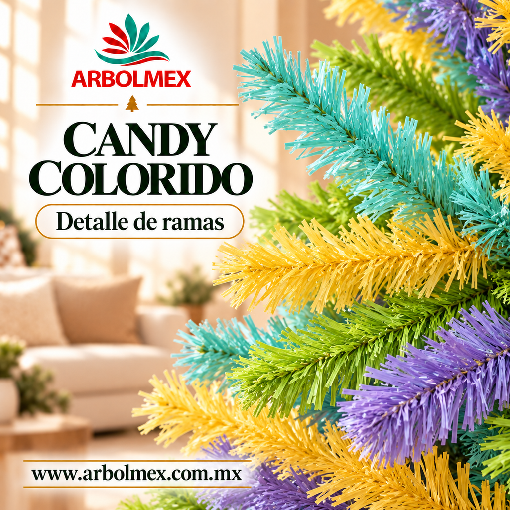Árbol Candy Colorido de 220 cm con Hojas Vibrantes para Decoración Festiva y Alegre