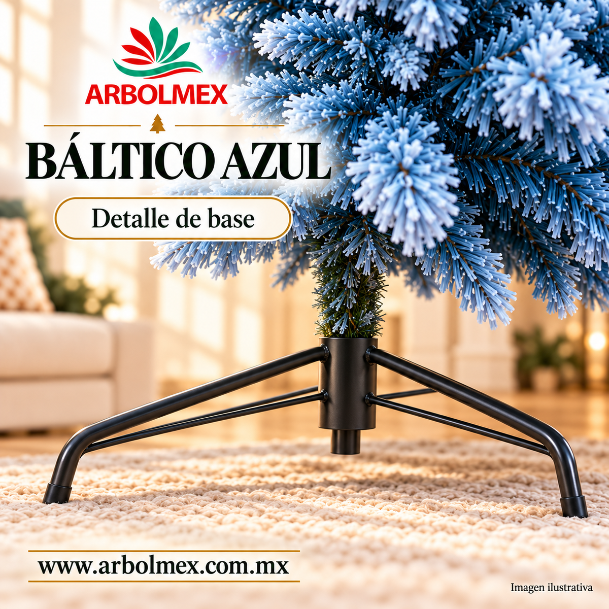 Árbol de Navidad Báltico Azul de 220 cm – Efecto Escarchado/Nevado ARBOLMEX