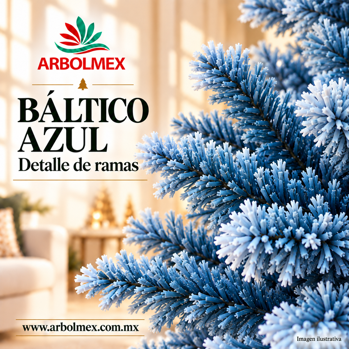 Árbol de Navidad Báltico Azul de 190 cm – Efecto Escarchado/Nevado ARBOLMEX